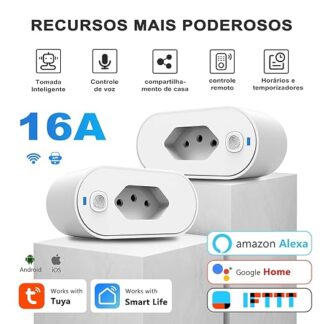 Kit de 2 Tomada Inteligente, Smart Plug Wi-Fi 16A