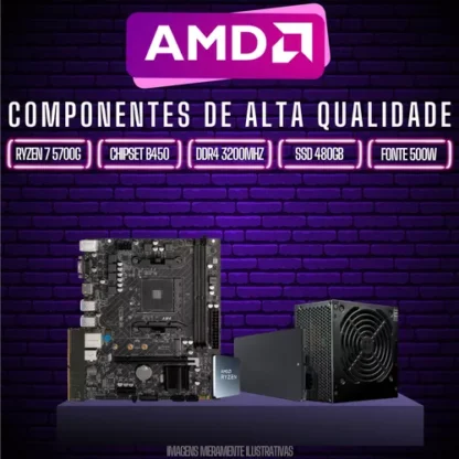 PC Gamer AMD Ryzen 7 5700G SSD 480GB 16GB DDR4 - Imagem 2