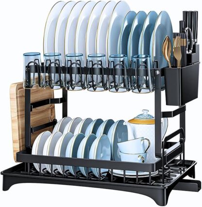 Escorredor de Louça Completo em Aço Carbono Organizador Escorredor de Pratos Inox