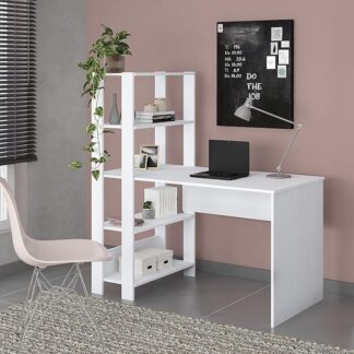 Escrivaninha com Estante Lateral MATCH cor Branco - Artely