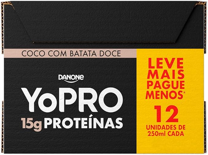 YoPRO Bebida Láctea UHT Coco com Batata-Doce 15g de proteínas 250ml - 12 unidades