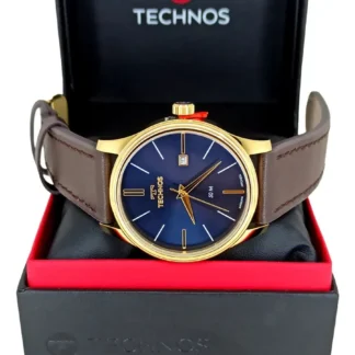 Relógio Technos Masculino Couro Steel Dourado